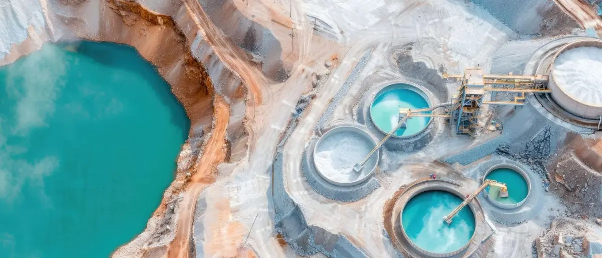 Vista aérea de una planta de procesamiento de minerales críticos, un eslabón de la cadena de valor hoy dominado por China.