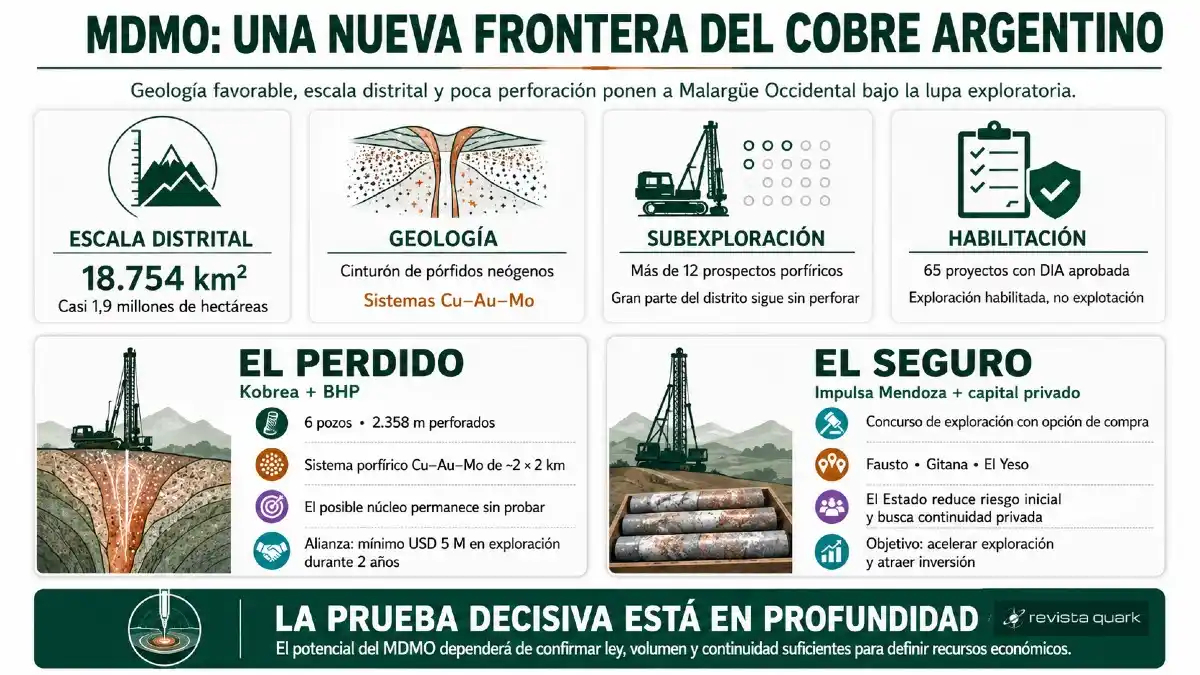 El MDMO combina escala, geología favorable y baja exploración. El Perdido y El Seguro son dos de los proyectos que buscan transformar ese potencial en inversión.