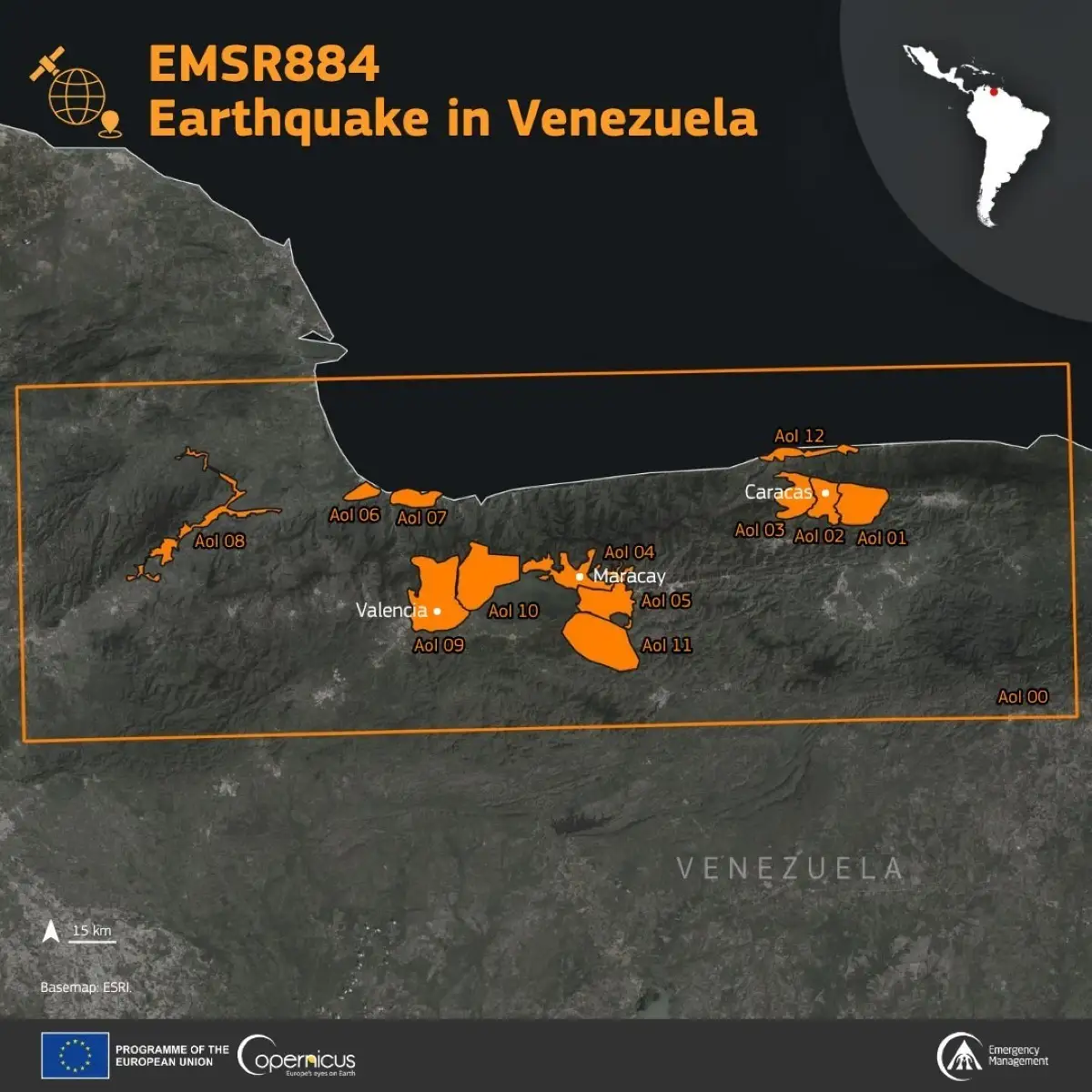 Copernicus activó el mapeo de emergencia EMSR884 para priorizar áreas afectadas en Venezuela. Las imágenes satelitales ayudan a identificar daños, corredores críticos y zonas que requieren asistencia.